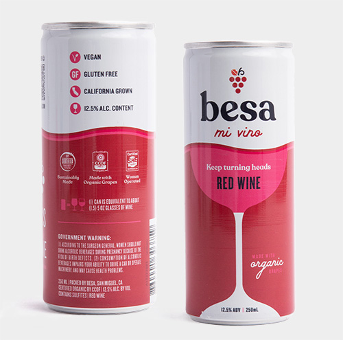 Canned Red Wine from Besa Mi Vino, Premium Vegan Wine from California