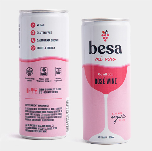 Canned Rose Wine from Besa Mi Vino, Premium Clean Wine from California